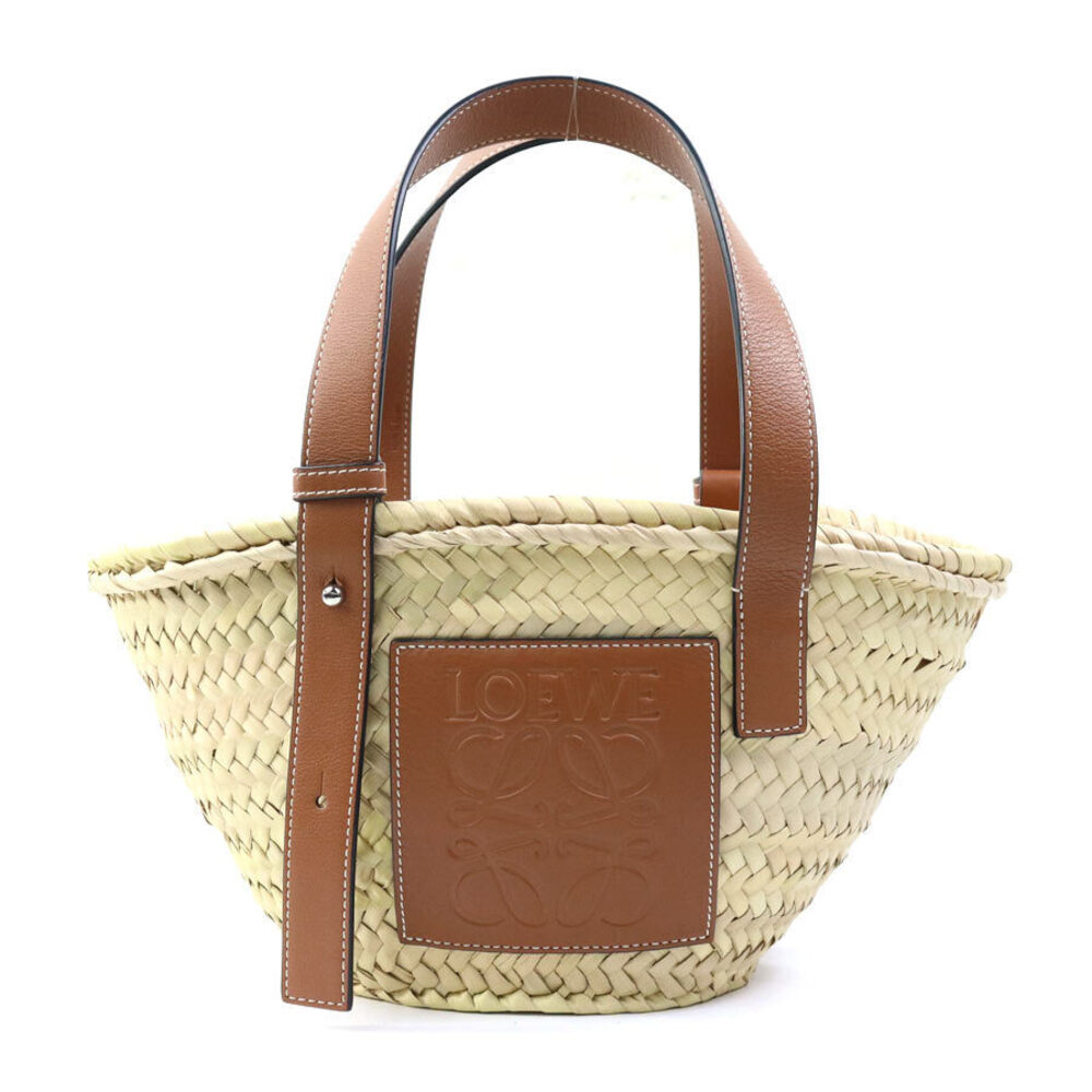 LOEWE Basket Bag Straw Leather Natural Brown